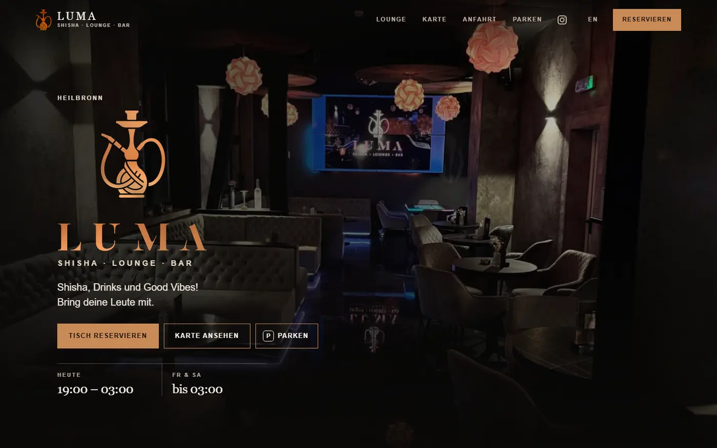 LUMA Lounge homepage